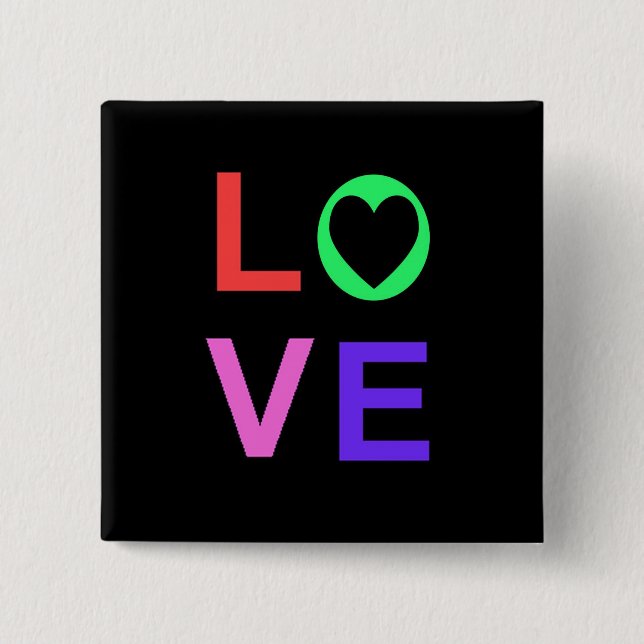 Love 2 Inch Square Button (Front)