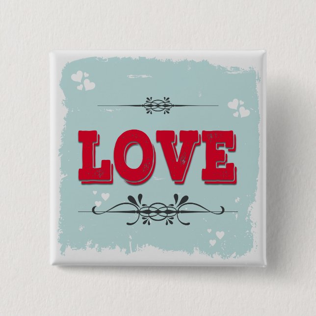 Love 2 Inch Square Button (Front)