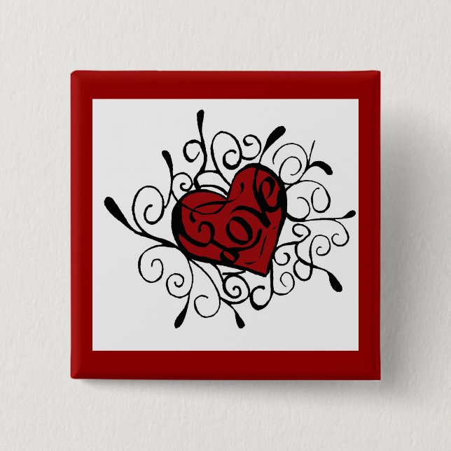 love 2 inch square button (Front)