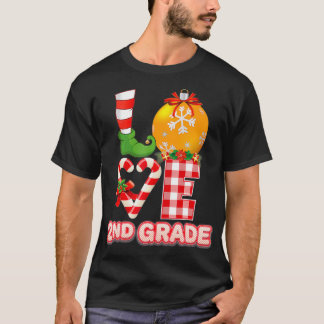Love 2nd Grade Santa Elf Ugly Sweater Teacher Chri
