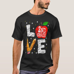 Love 2nd Grade Second Apple  Back To School Teache T-Shirt