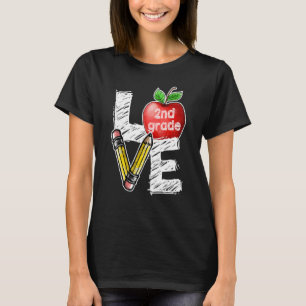 Love 2nd Second Grade Apple  Back To School Teache T-Shirt