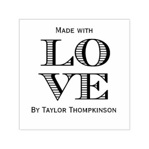 LOVE 2x2 Block Typography - Made With Love Self-inking Stamp