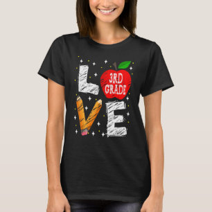 Love 3rd Grade Apple Back To School Teacher T-Shirt