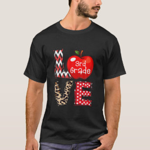 Love 3Rd Grade Apple Leopard Teacher Kids Gift T-Shirt