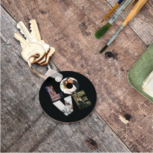 LOVE - 4 Couples/Family Photo Collage - Black Keychain