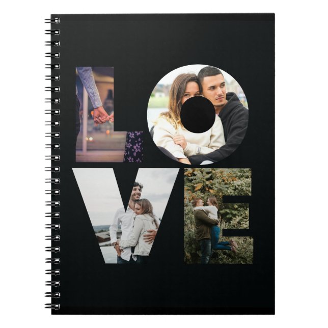 LOVE - 4 Couples/Family Photo Collage - Black Notebook (Front)