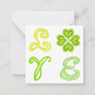 LOVE 4 Leaf Diamonds Happy St. Patricks Day fabric Card