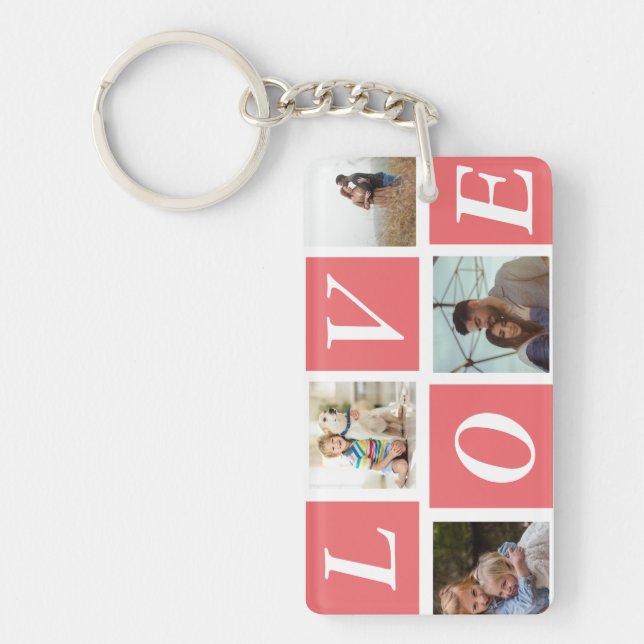 Love 4 Photo Collage Keychain – Custom Heart-Shape (Front)