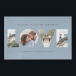 Love 4 photo dusty blue modern personalised gift  acrylic tray<br><div class="desc">Love 4 photo simple modern personalised anniversary,  wedding,  birthday or Christmas gift for the one you love. Dusty blue design.</div>