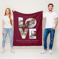 Love 4 photo simple modern personalised burgundy