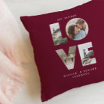 Love 4 photo simple modern personalised burgundy throw pillow<br><div class="desc">Love 4 photo simple modern personalised anniversary,  wedding,  birthday or Christmas gift modern elegant black white wedding binder gift for the one you love. Modern burgundy girly design.</div>