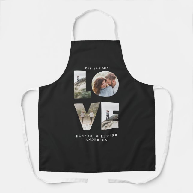 Love 4 photo simple modern personalised gift apron (Front)