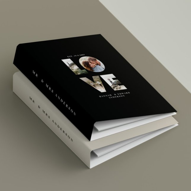 Love 4 photo simple modern personalised gift black binder (Creator Uploaded)