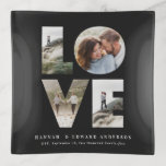 Love 4 photo simple modern personalised gift black trinket trays<br><div class="desc">Love 4 photo simple modern personalised anniversary,  wedding,  birthday or Christmas gift for the one you love.Modern elegant stylish black photo collage design.</div>