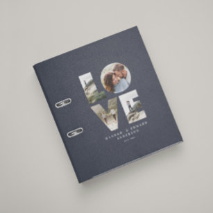 Love 4 photo simple modern personalised gift blue binder