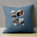 Love 4 photo simple modern personalised gift blue throw pillow<br><div class="desc">Love 4 photo simple modern personalised anniversary,  wedding,  birthday or Christmas gift modern elegant black white wedding binder gift for the one you love. Modern pink girly design. Dusty blue design.</div>