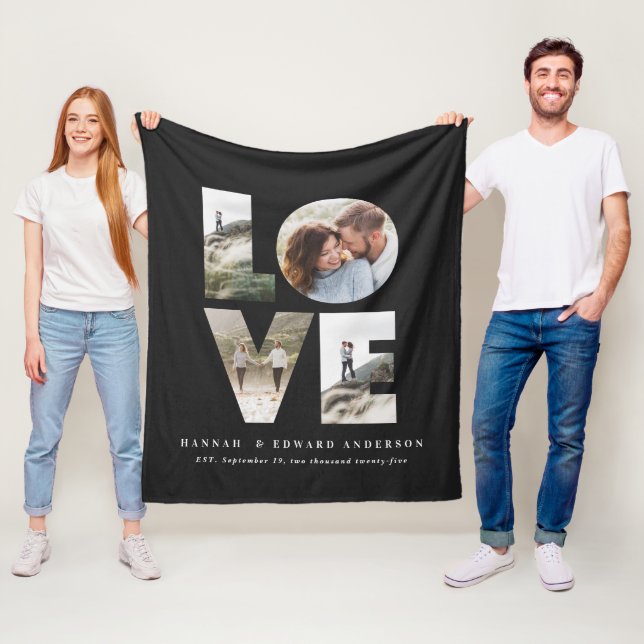 Love 4 photo simple modern personalised gift fleec fleece blanket (In Situ)