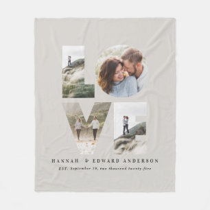 Love 4 photo simple modern personalised gift fleece blanket