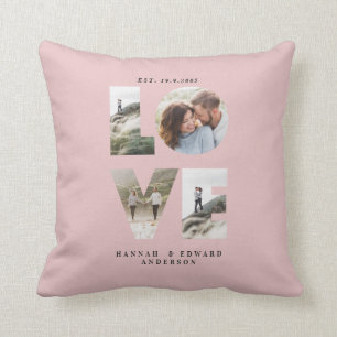 Love 4 photo simple modern personalised gift pink throw pillow