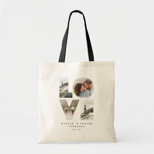 Love 4 photo simple modern personalised gift tote bag (Front)