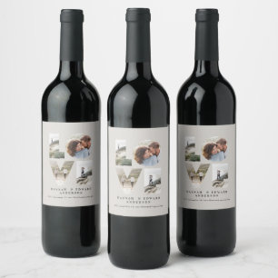 Love 4 photo simple modern personalised gift wine  label