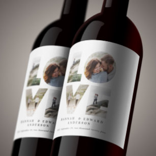 Love 4 photo simple modern personalised gift wine label