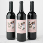 Love 4 photo simple modern personalised pink wine label<br><div class="desc">Love 4 photo simple modern personalised anniversary,  wedding,  birthday or Christmas gift for the one you love. Girly pastel pink backer colour.</div>