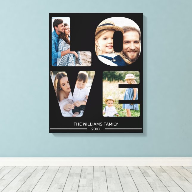 Love 4 Photo Simple Modern Personalized Gift  Canvas Print (Insitu(Wood Floor))