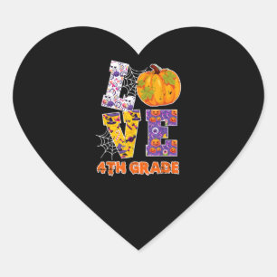 Love 4th Grade Teacher School Halloween Gift Heart Sticker