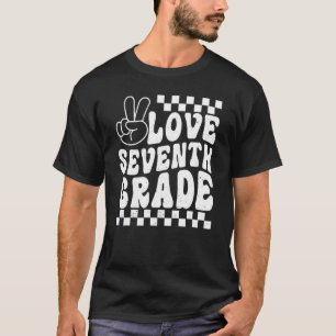 Love 7th Grade Peace Hand Groovy First Day Of Scho T-Shirt