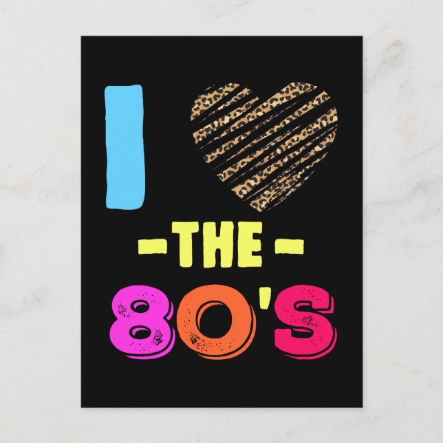 Love 80s Disco Music Leopard Heart Postcard (Front)