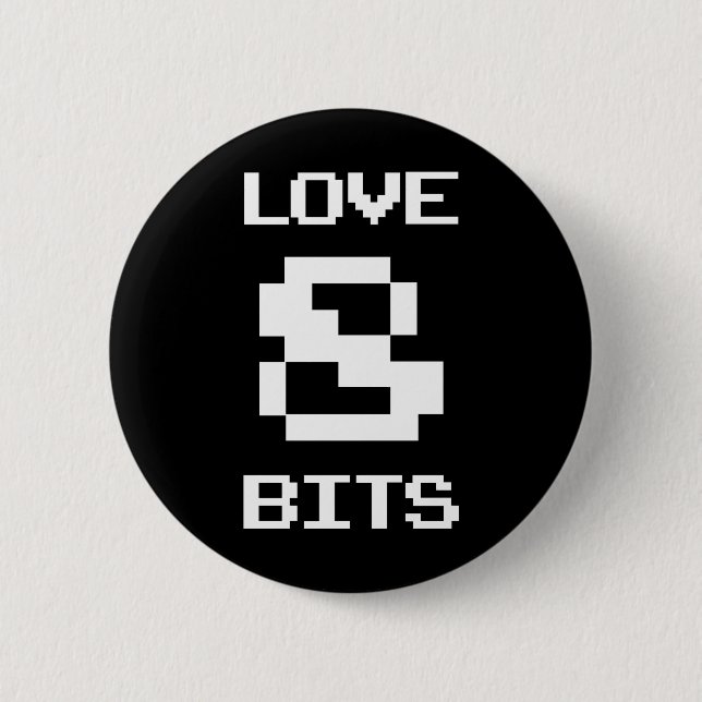 Love 8 Bits 2 Inch Round Button (Front)