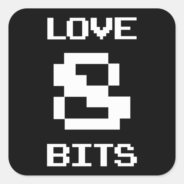 Love 8 Bits Square Sticker (Front)