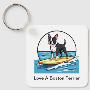 Love A Boston Terrier Dog Keychain