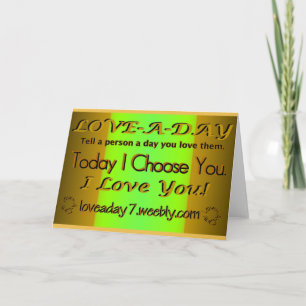 Love A Day Greeting Card-Green/Dark Yellow Card