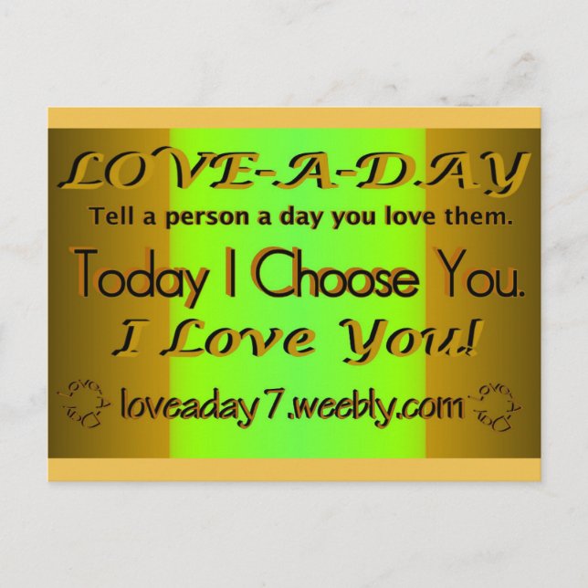 Love A Day Postcard-Green/Dark Yellow Postcard (Front)