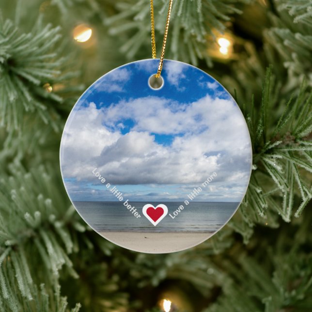 Love a little better / more Heart Recovery Slogan Ceramic Ornament (Tree)
