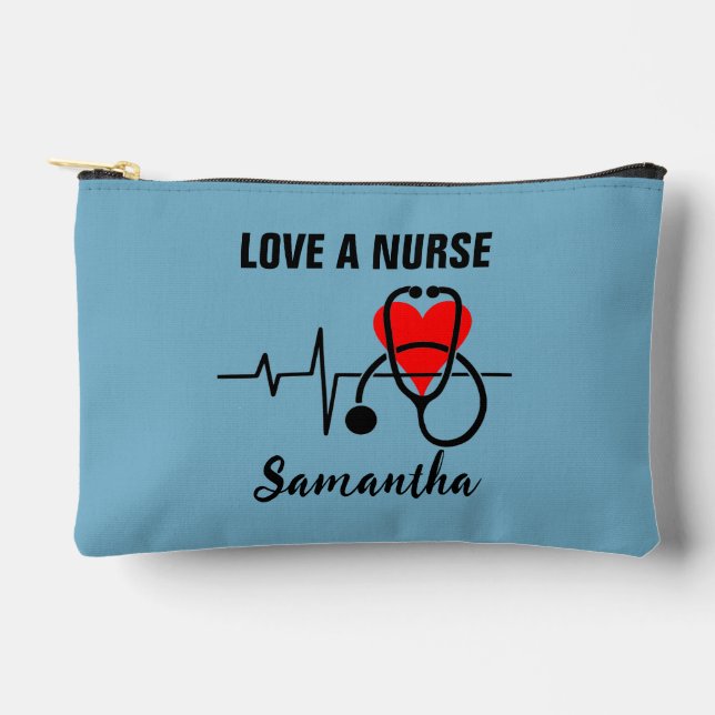 Love a Nurse Heart Stethoscope Design Accessory Pouch (Front)