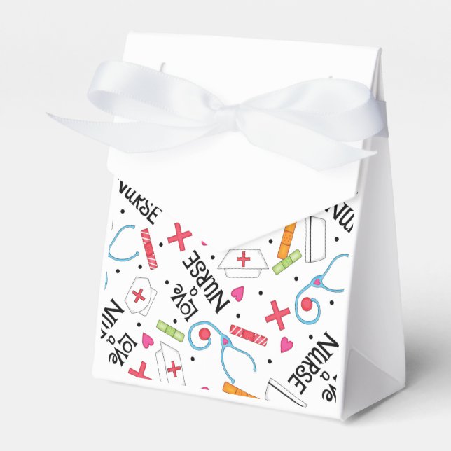 Love A Nurse Whimsy Word Art White Favor Box (Front Side)