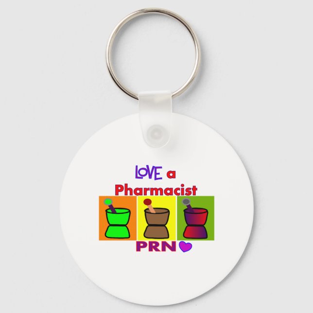 Love a Pharmacist PRN T-Shirts & Gifts Keychain (Front)