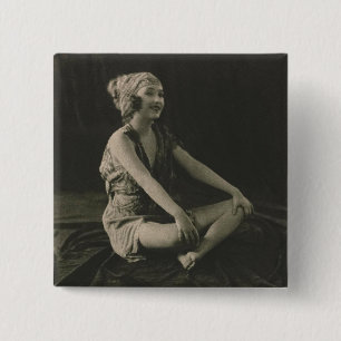 Love a Poor Maid Girl Sitting Cross Legs 2 Inch Square Button