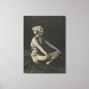 Love a Poor Maid Girl Sitting Cross Legs Canvas Print