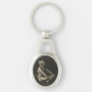 Love a Poor Maid Girl Sitting Cross Legs Keychain