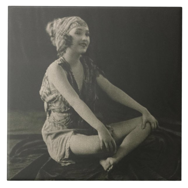 Love a Poor Maid Girl Sitting Cross Legs Tile (Front)