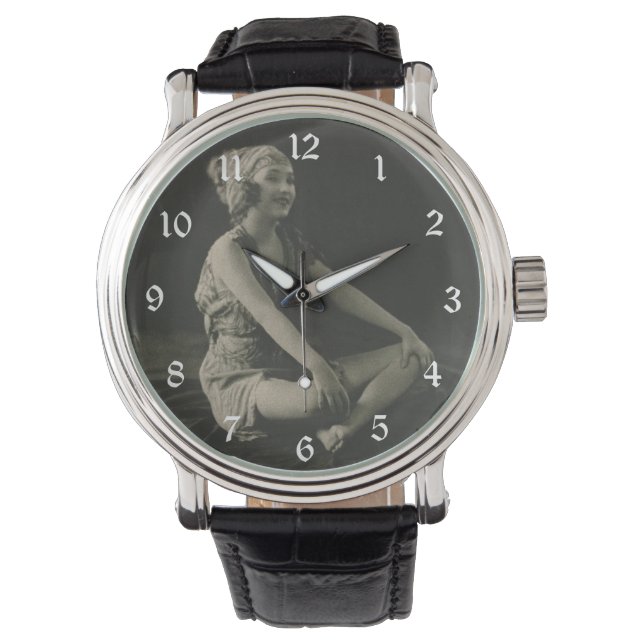 Love a Poor Maid Girl Sitting Cross Legs Watch (Front)