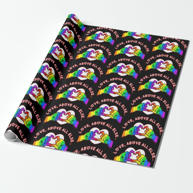 Love Above All Else Black  Wrapping Paper (Unrolled)