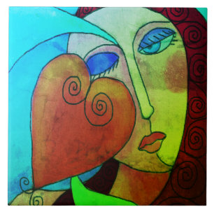 Love Abstract Digital Painting Tile