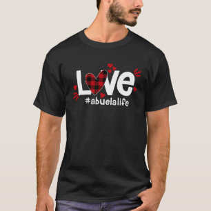 LOVE Abuela Life Buffalo Plaid Red Flannel Heart V T-Shirt