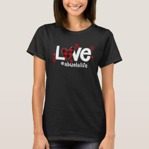 LOVE Abuela Life Buffalo Plaid Red Flannel Heart V T-Shirt